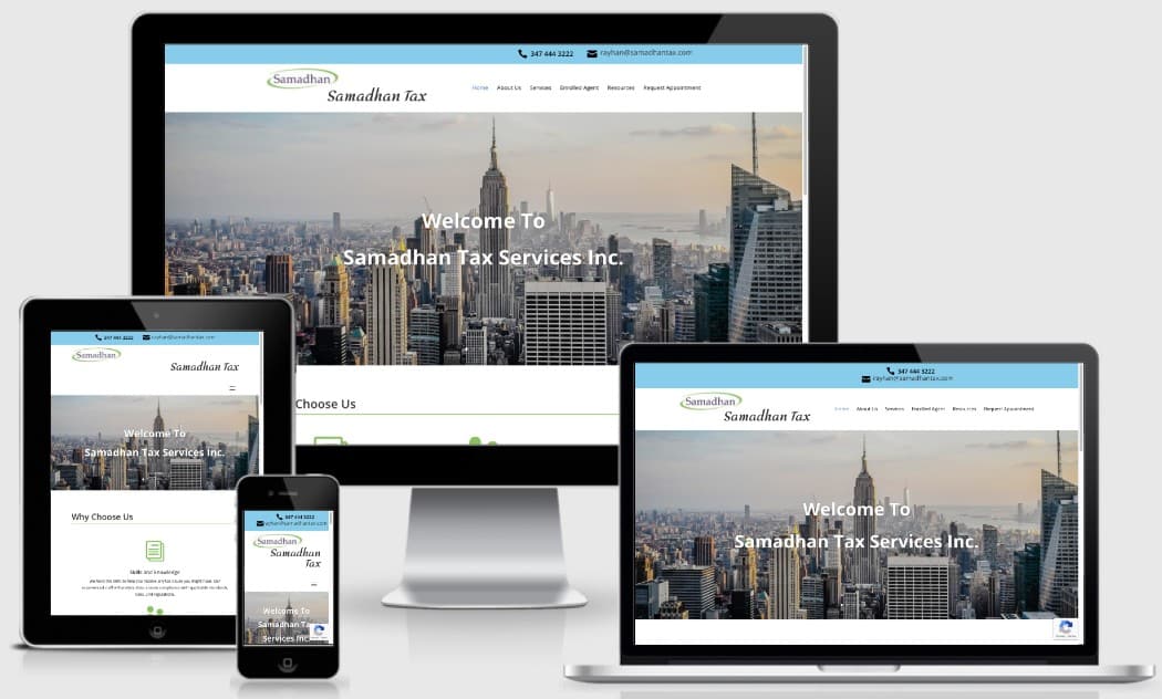 Samadhan Tax Services - website built by New York Web Developer